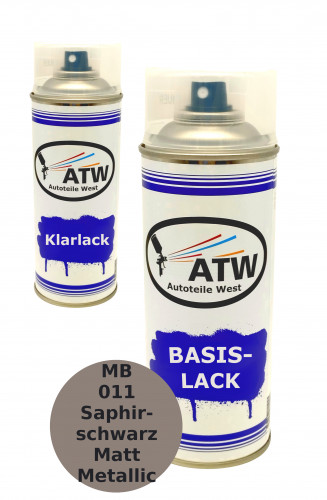 Autolack für MB 011 Saphirschwarz Matt Metallic +400ml Klarlack Set